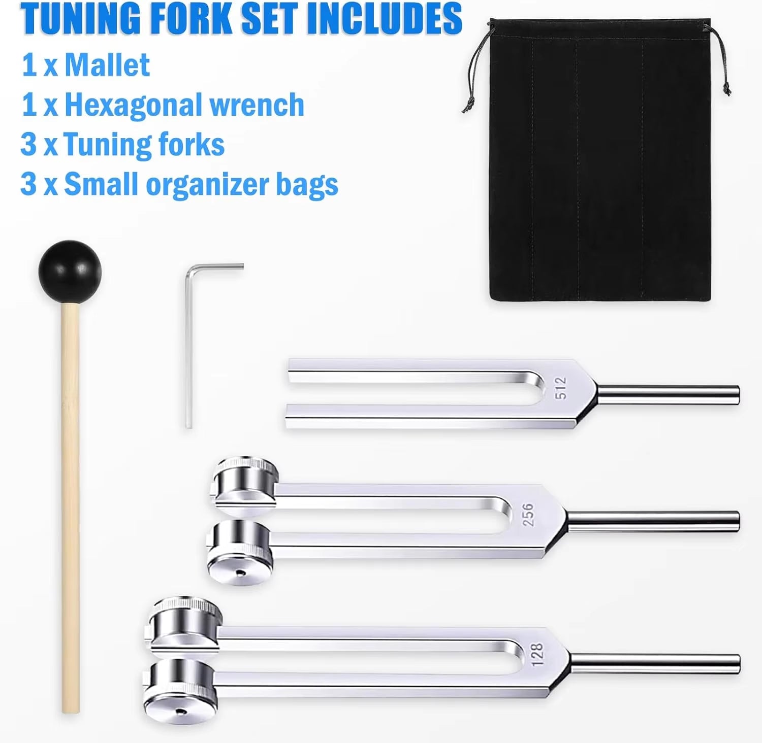 Tuning Fork Set (128 256 512Hz) 