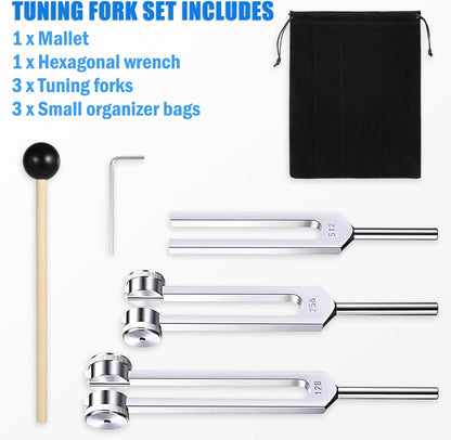 Tuning Fork Set (128 256 512Hz) 